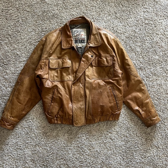 Vintage Outback Tan Leather Jacket for Men size large - Picture 1 of 13